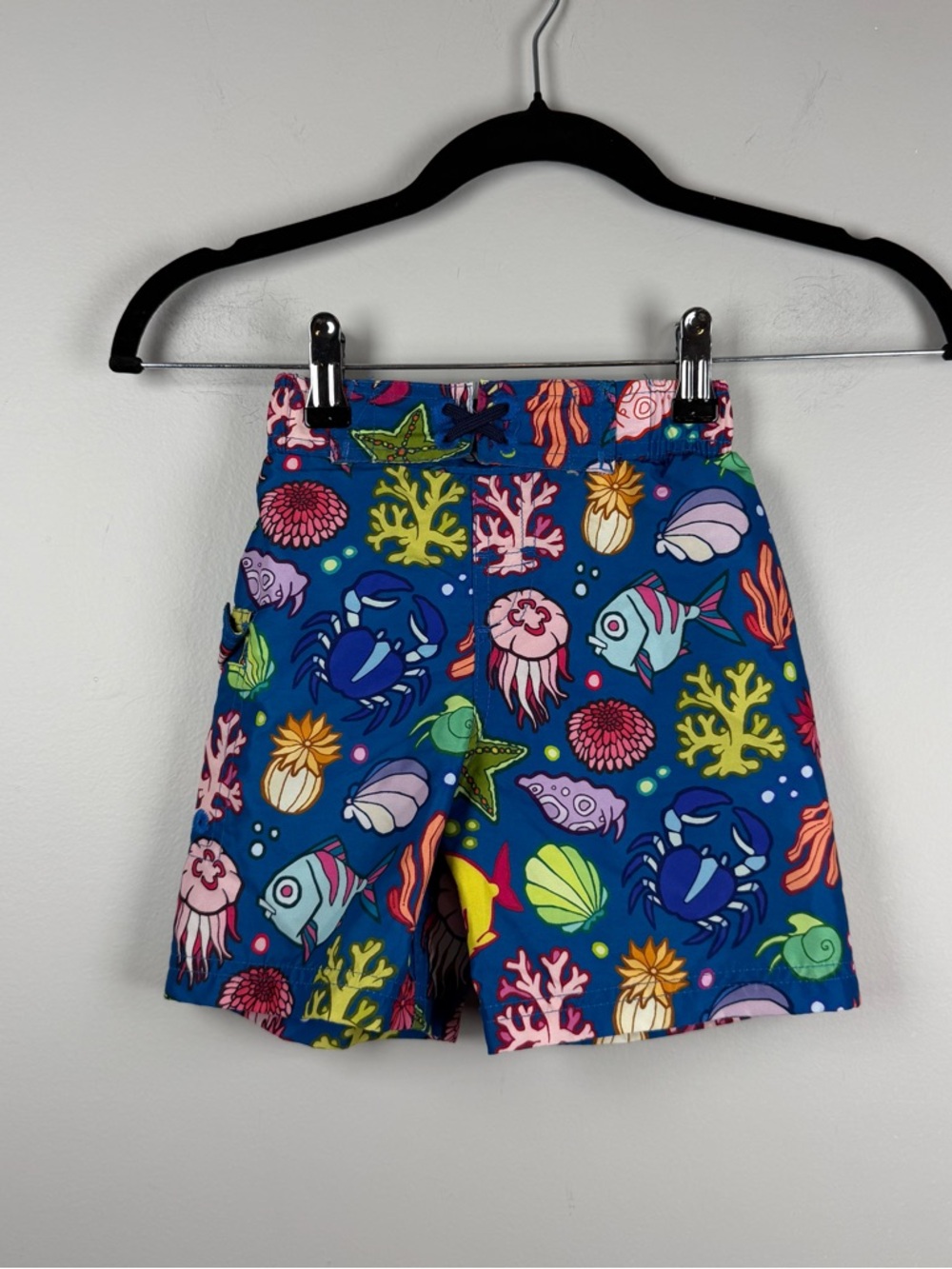 Boy's Spicy Tuna Blue Shells Fish Swim Shorts Lined Trunks Starfish Ocean 3T